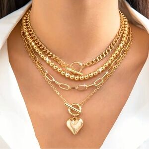 Gold Layered Heart Pendant Necklace